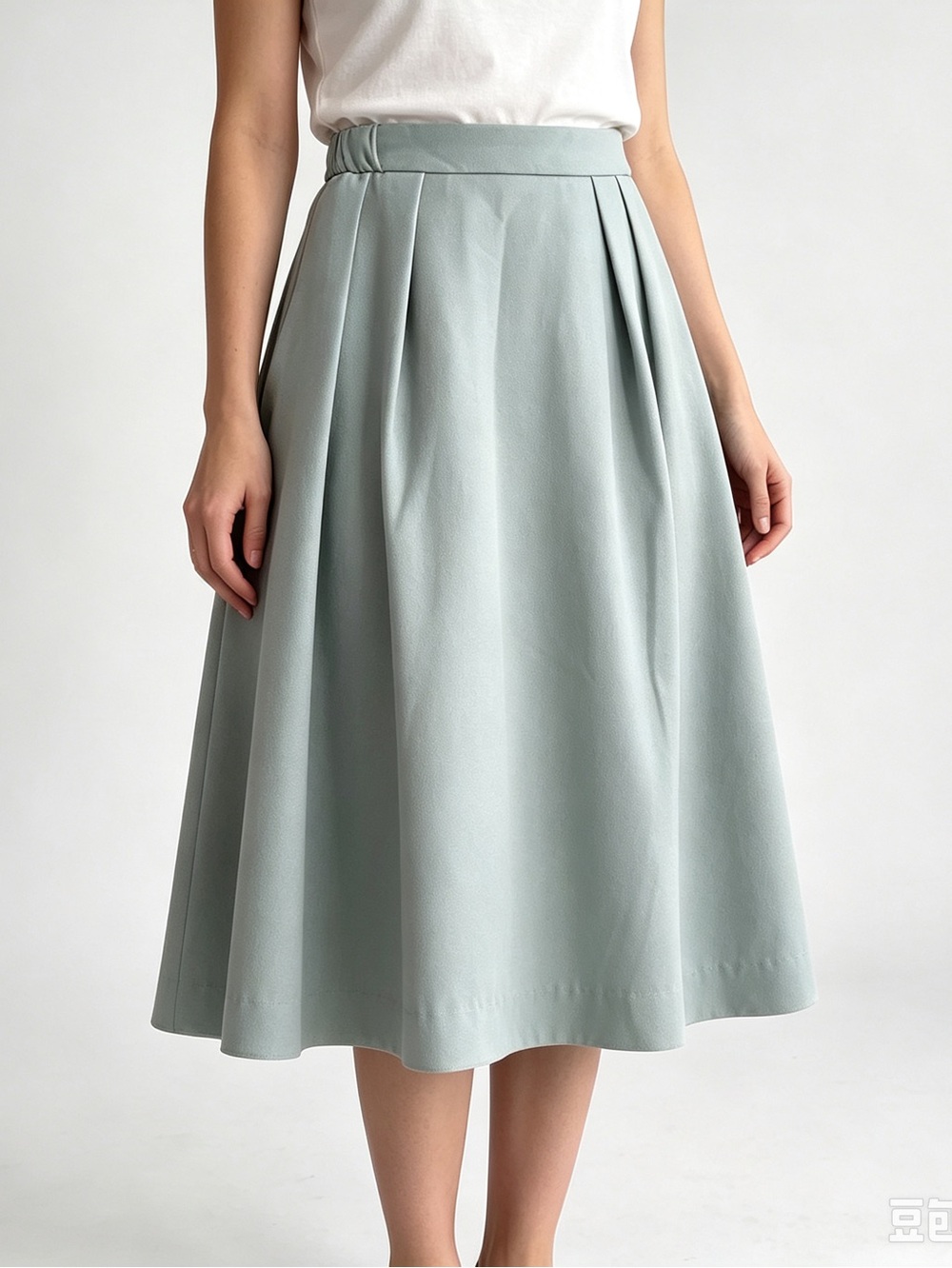 UNIQLO Green A-Line Pleated Midi Skirt Chiffon Polyester Size S